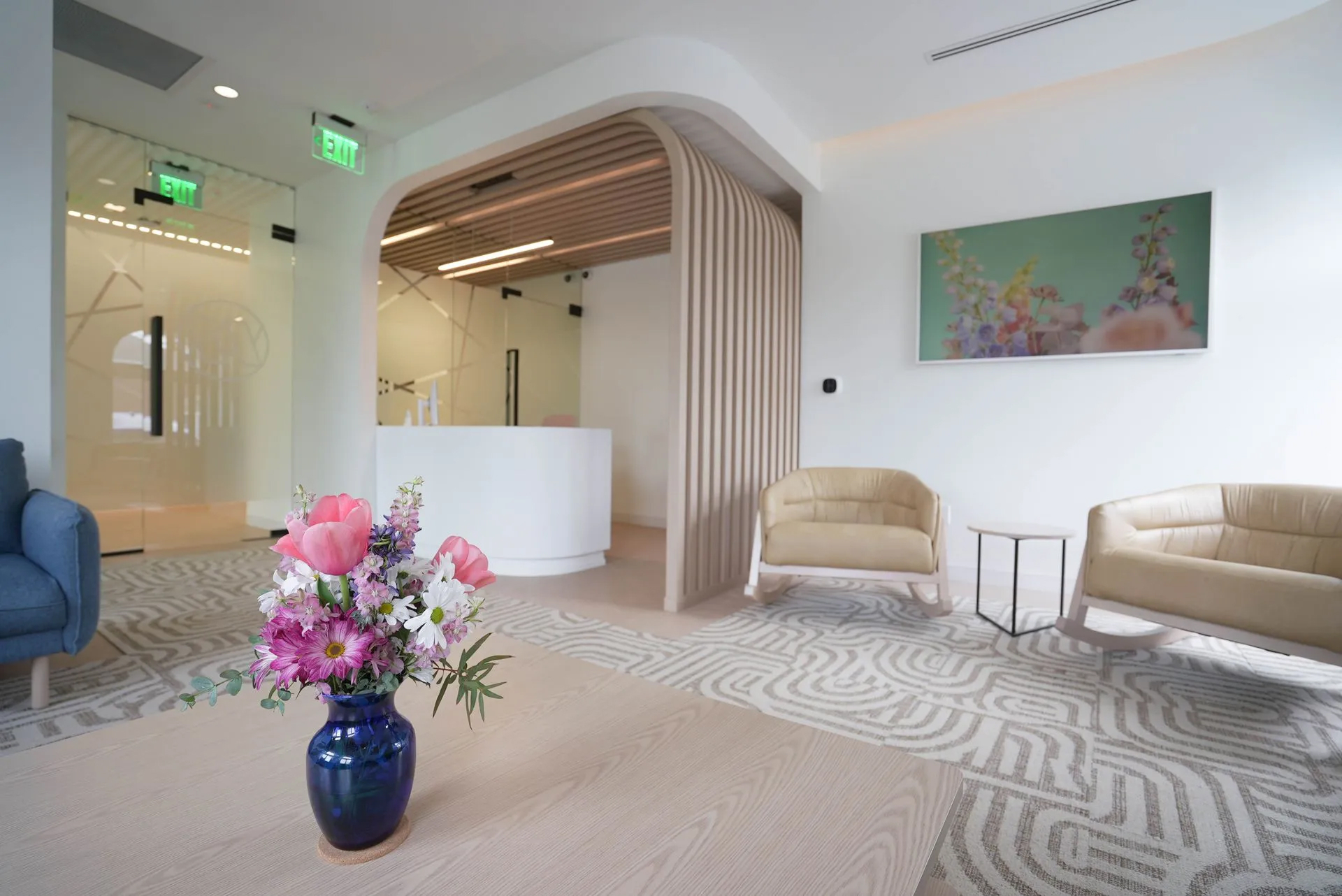 A room with a dental chair